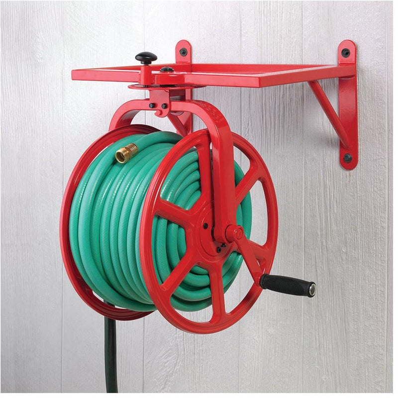 Wall Mounted Plumbing Organizer,Hose Reel Cart for Outside Extendable  Garden Hose Cart Household Car Wash Tool for Irrigation Hose Reels (Color :  Red