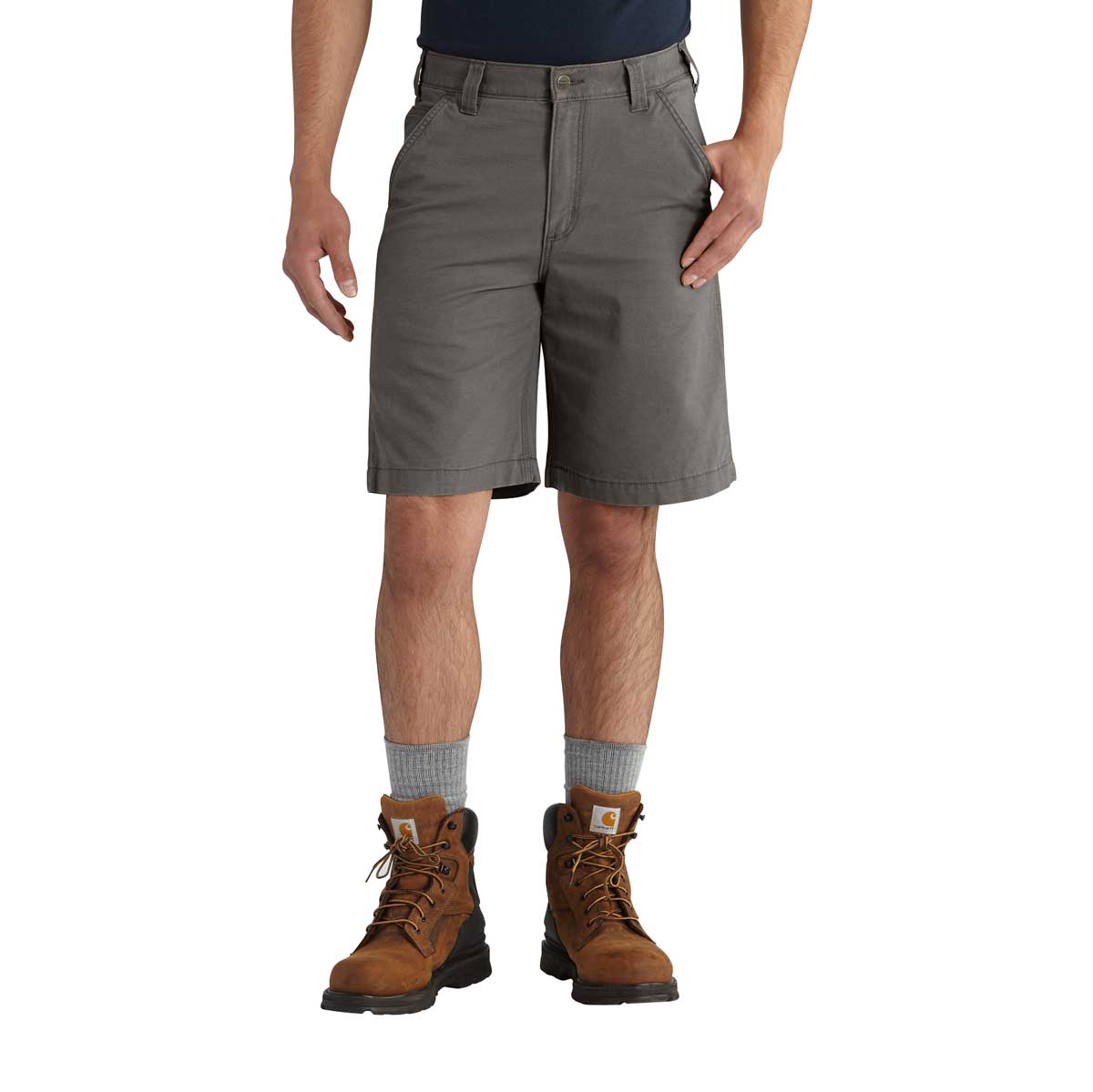 Gravel Carhartt Rugged Flex Relaxed Fit Canvas Work Short on model