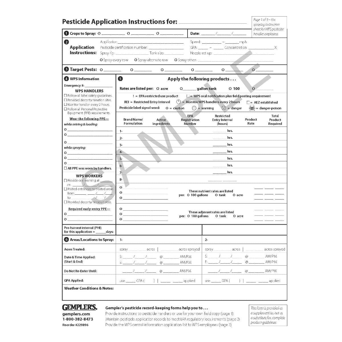Gemplers Pesticide Record Keeping Forms