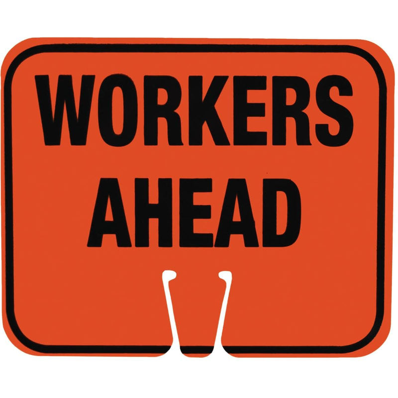 "Workers Ahead" Traffic Cone Sign