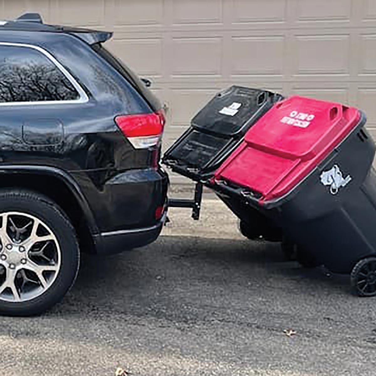 Dual-Can Garbage Can Hauling Hooks, Receiver Mounted
