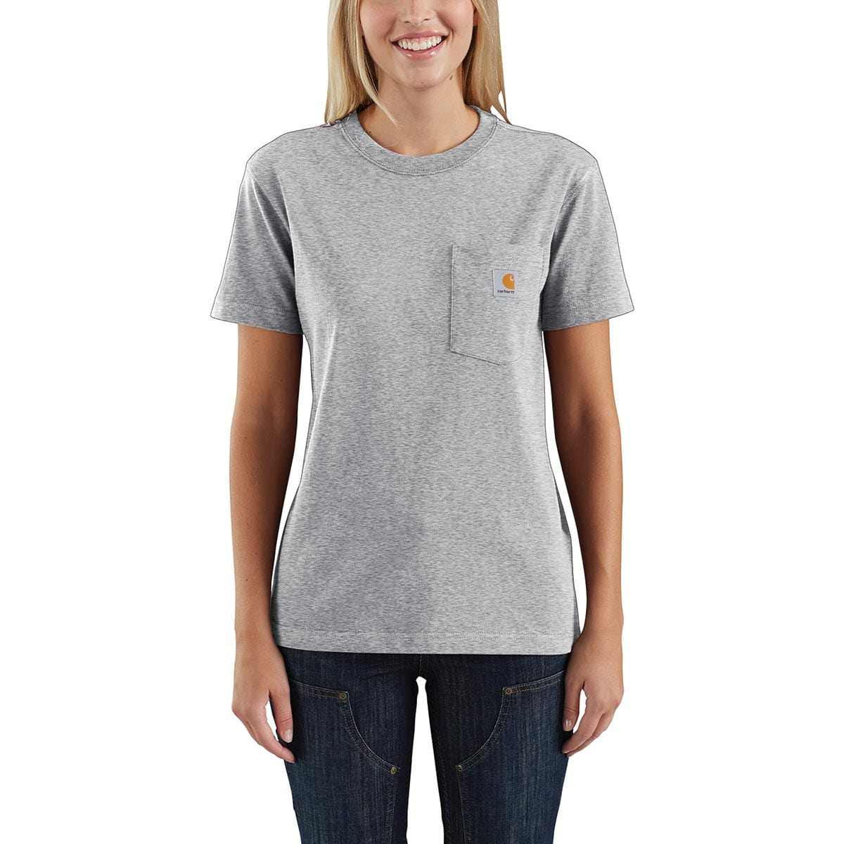 Carhartt Women's K87 Loose Fit Heavyweight Short-Sleeve Pocket T-Shirt on model