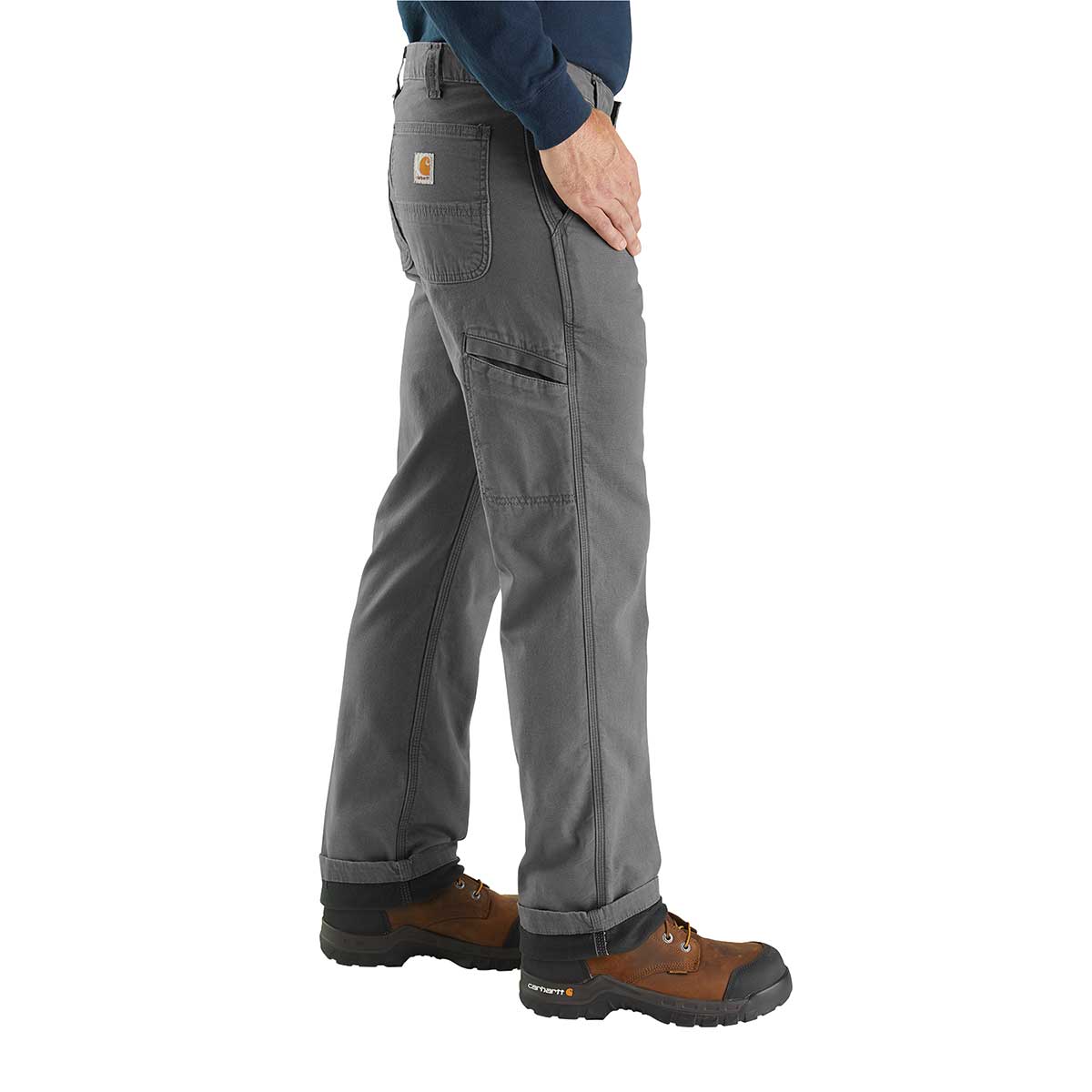 Gravel Carhartt Rugged Flex Relaxed Fit Canvas Flannel-Lined Utility Work Pant