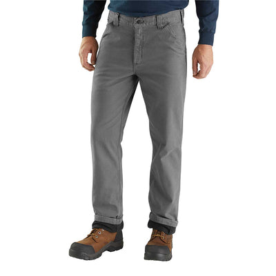 Gravel Carhartt Rugged Flex Relaxed Fit Canvas Flannel-Lined Utility Work Pant