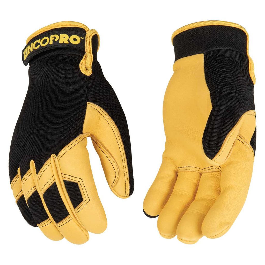 KincoPro Grain Deerskin & Synthetic Hybrid Gloves with Pull-Strap