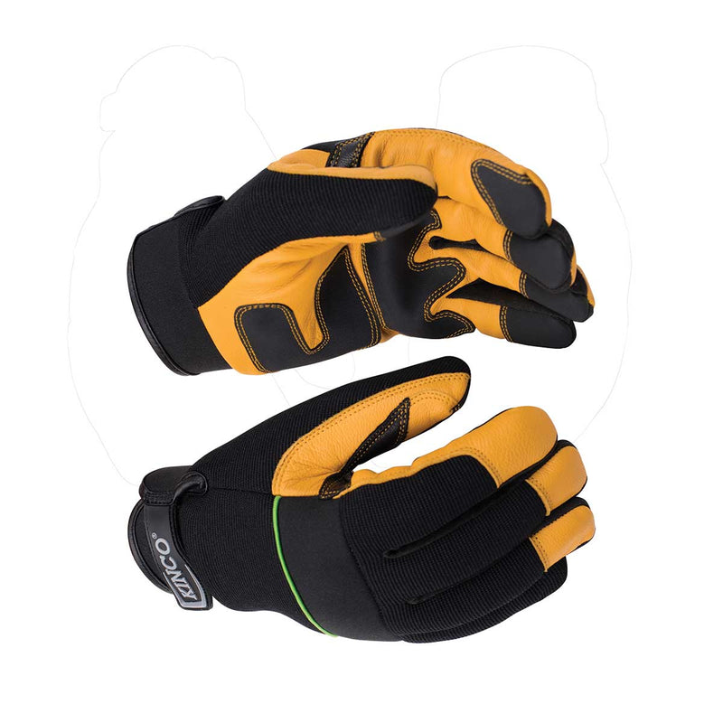 KincoPro Premium Grain Goatskin & Synthetic Hybrid Gloves with Pull-Strap