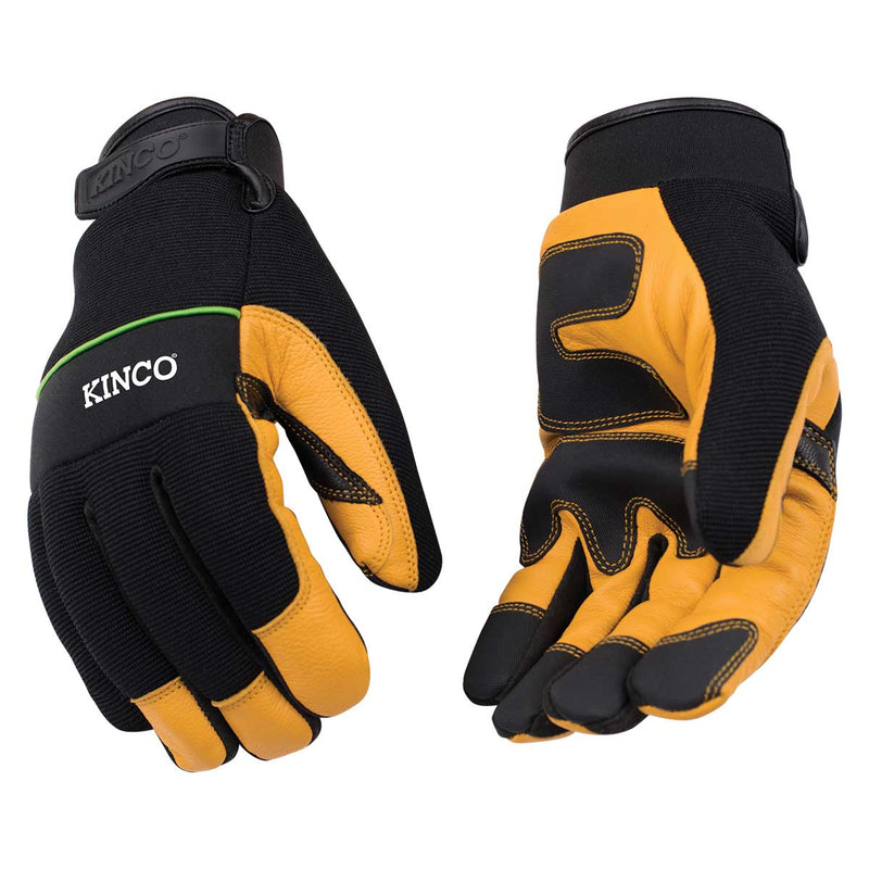 KincoPro Premium Grain Goatskin & Synthetic Hybrid Gloves with Pull-Strap