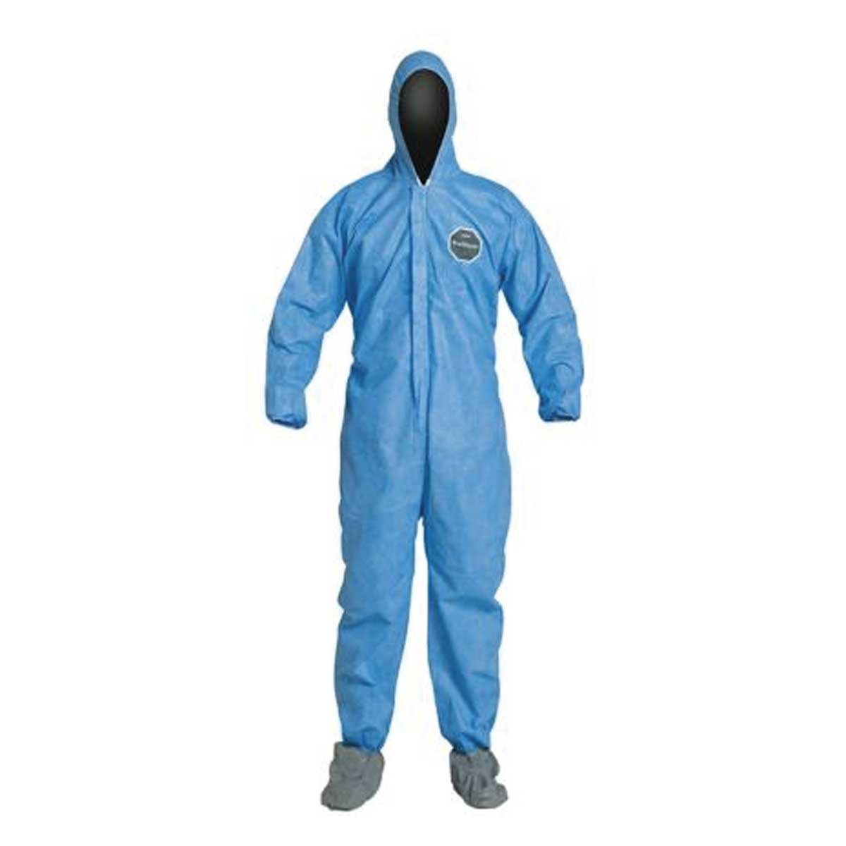 Blue DuPont ProShield 10 Coveralls with Hood, Booties, and Serged Seams  |  25 Pack