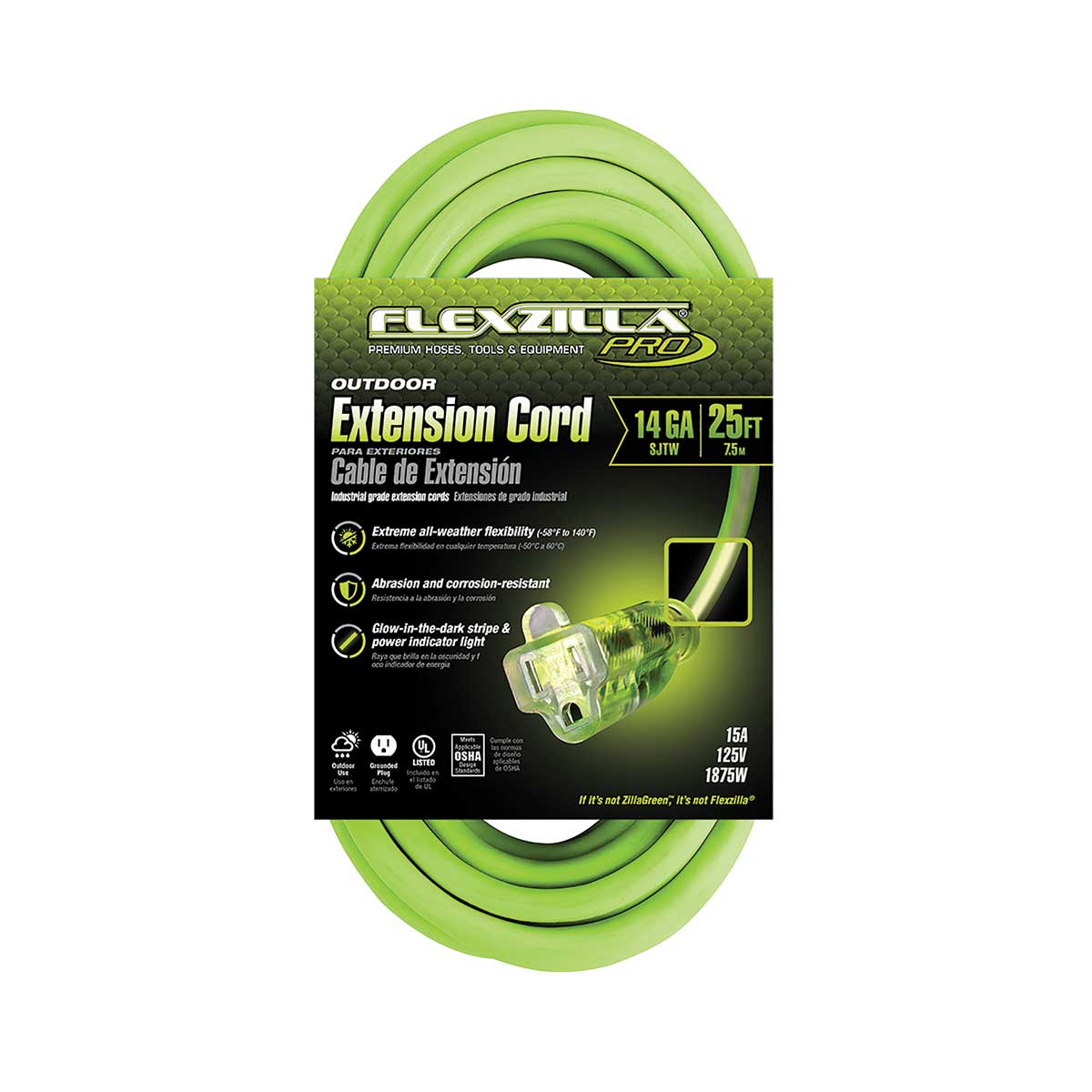 Flexzilla® 25' Outdoor Pro Extension Cord, 14/3 AWG SJTW
