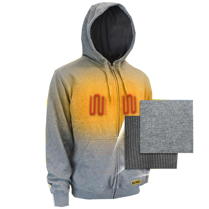 DEWALT Heated French Terry Heathered Gray Cotton Hoodie Bare