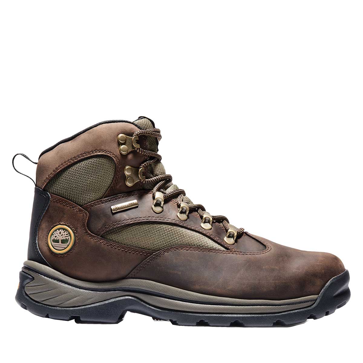 Side view of the Timberland Tree Men's Chocorua Trail Waterproof Hiking Boots
