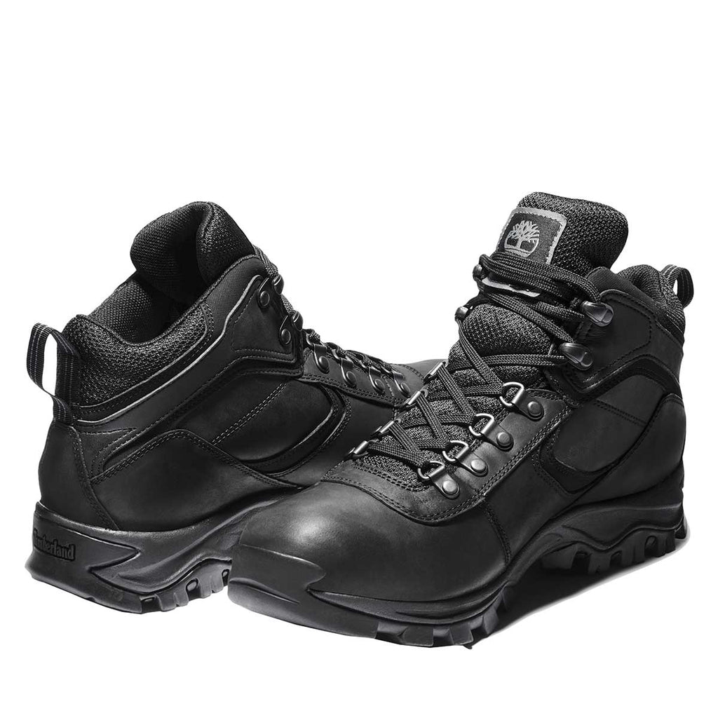 Pair of the black Timberland Tree Men's Mt. Maddsen Mid Waterproof Hiking Boots