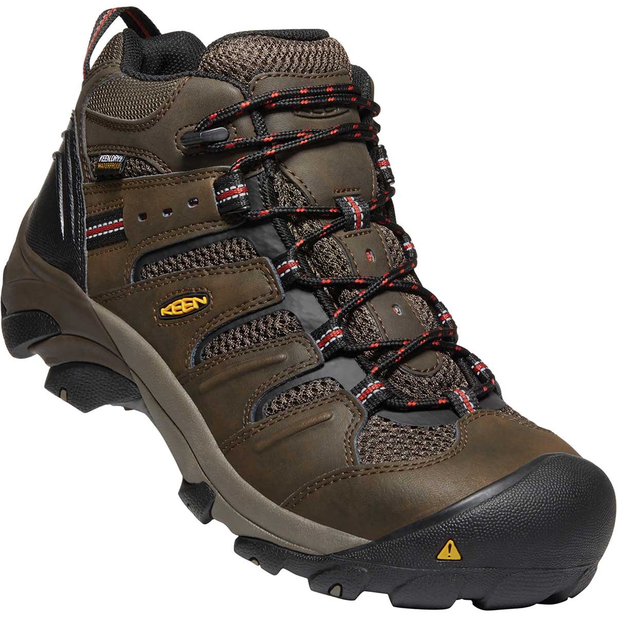 Brown KEEN Utility Men's Lansing Mid Waterproof Steel Toe Hiker Boots