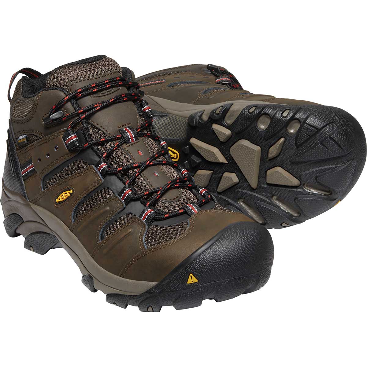 Brown KEEN Utility Men's Lansing Mid Waterproof Steel Toe Hiker Boots