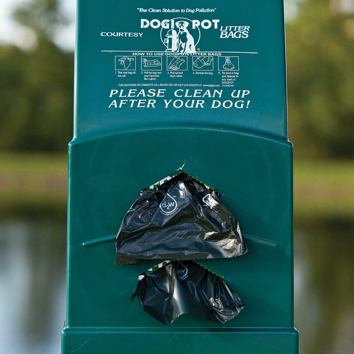Closeup of DOGIPOT® Poly Junior Bag Dispenser