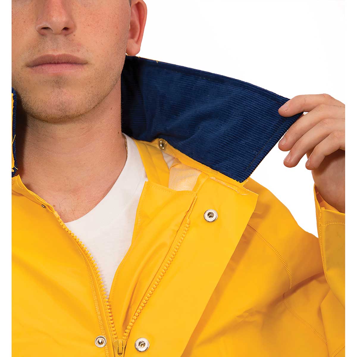 Closeup of the collar on a Tingley Comfort-Tuff 2-Piece Rain Suit
