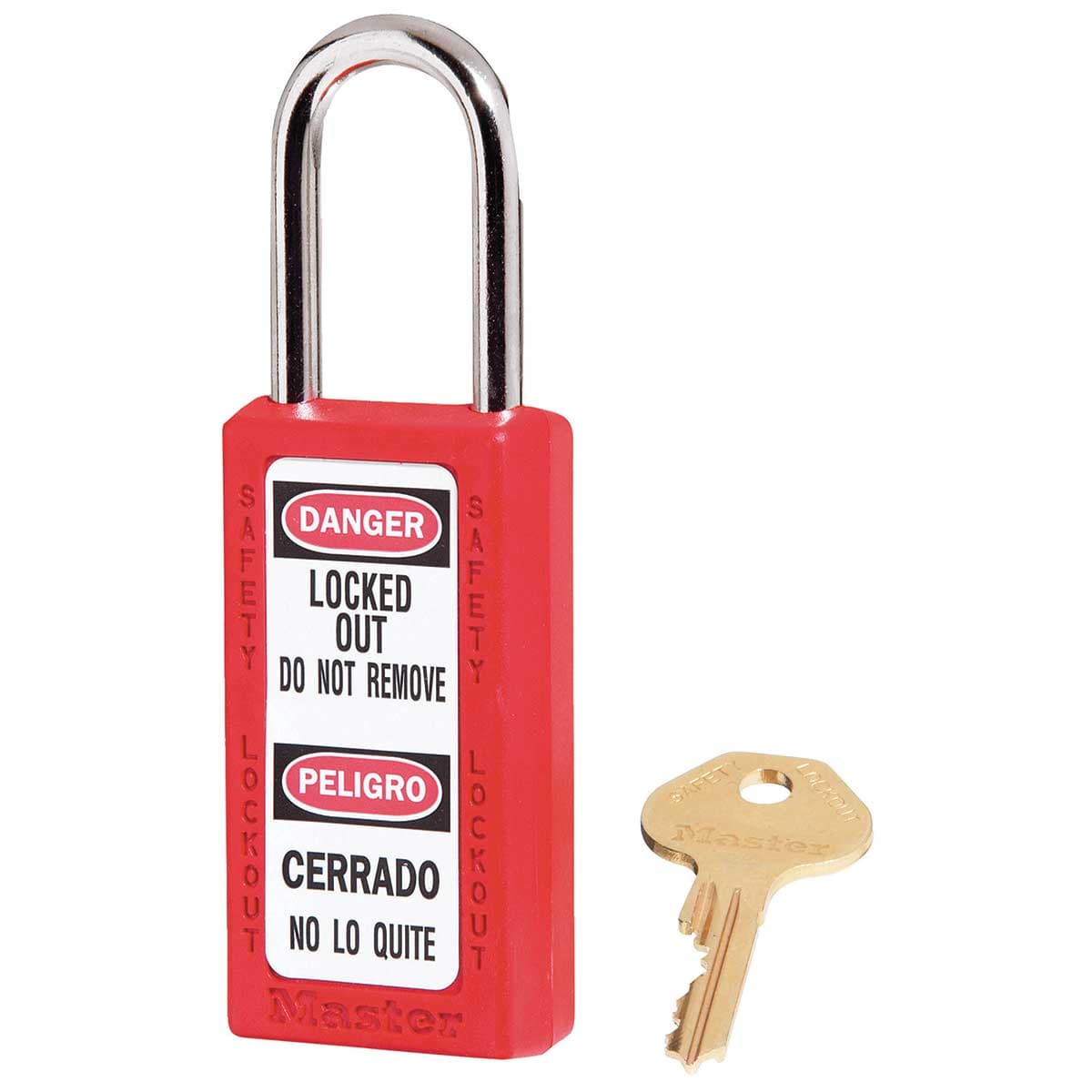 Red Master Lock 411 Bilingual Zenex Thermoplastic Safety Padlocks