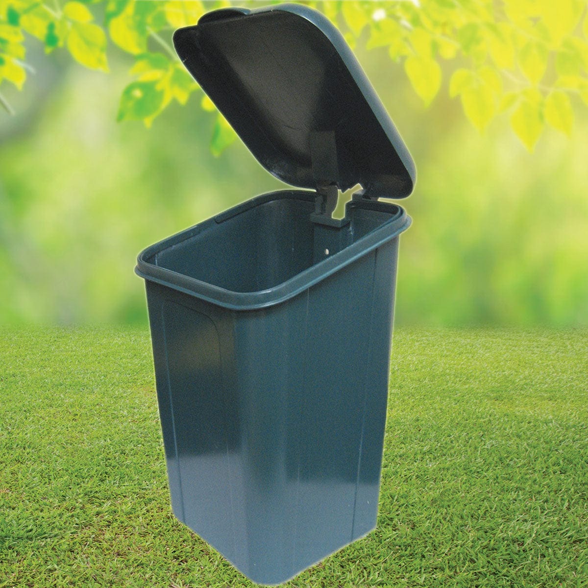View of the back of the DOGIPOT® Poly Trash Receptacle with Lid