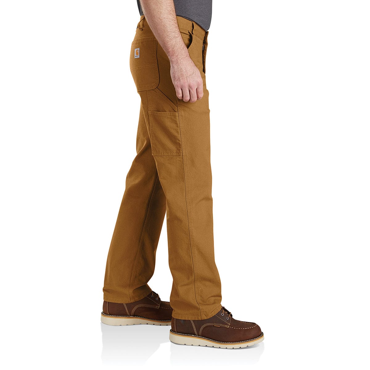 Right side view of the Carhartt Rugged Flex Relaxed Fit Duck Utility Work Pant, Carhartt Brown