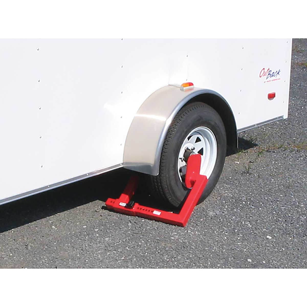 Equipment Lock Company Heavy Duty Wheel Lock in use
