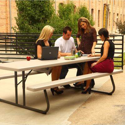 Lifetime 8-Foot Classic Folding Picnic Table In Use+++Lifetime 8-Foot Classic Folding Picnic Table In Use