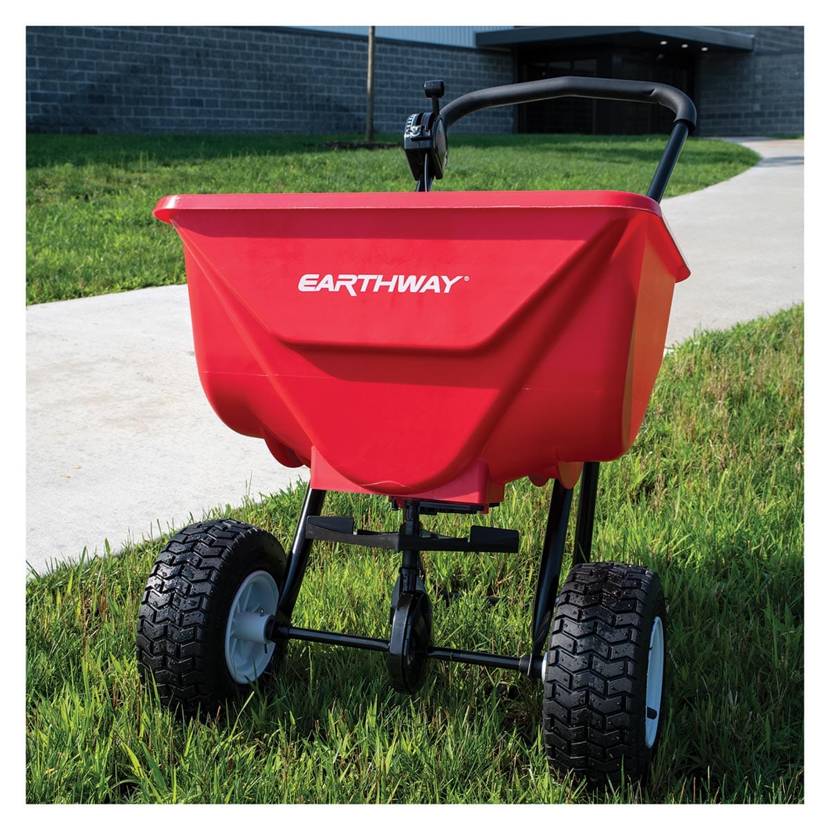 Front of the Earthway® Deluxe 2030P-Plus Spreader with 9" Pneumatic Wheels