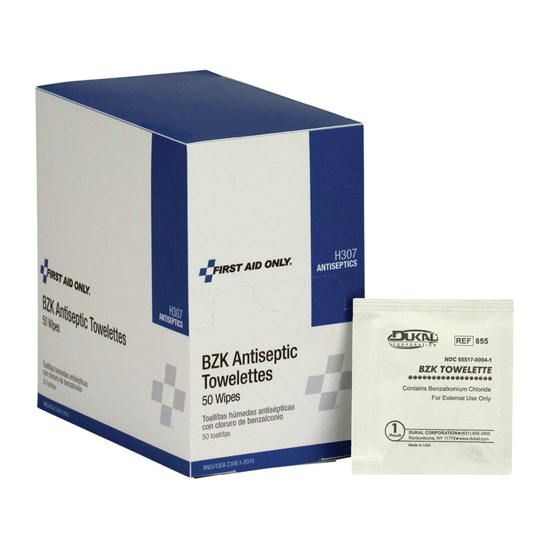 First Aid Only BZK Antiseptic Wipes, Box of 50
