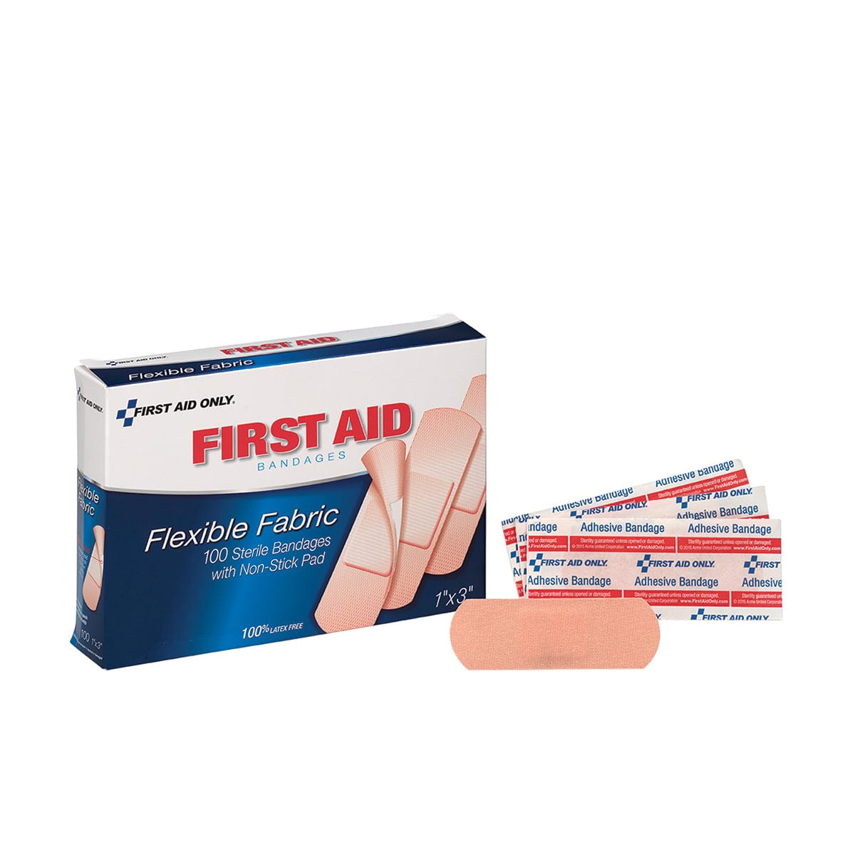 First Aid Only Woven Fabric Bandages, 1" x 3"