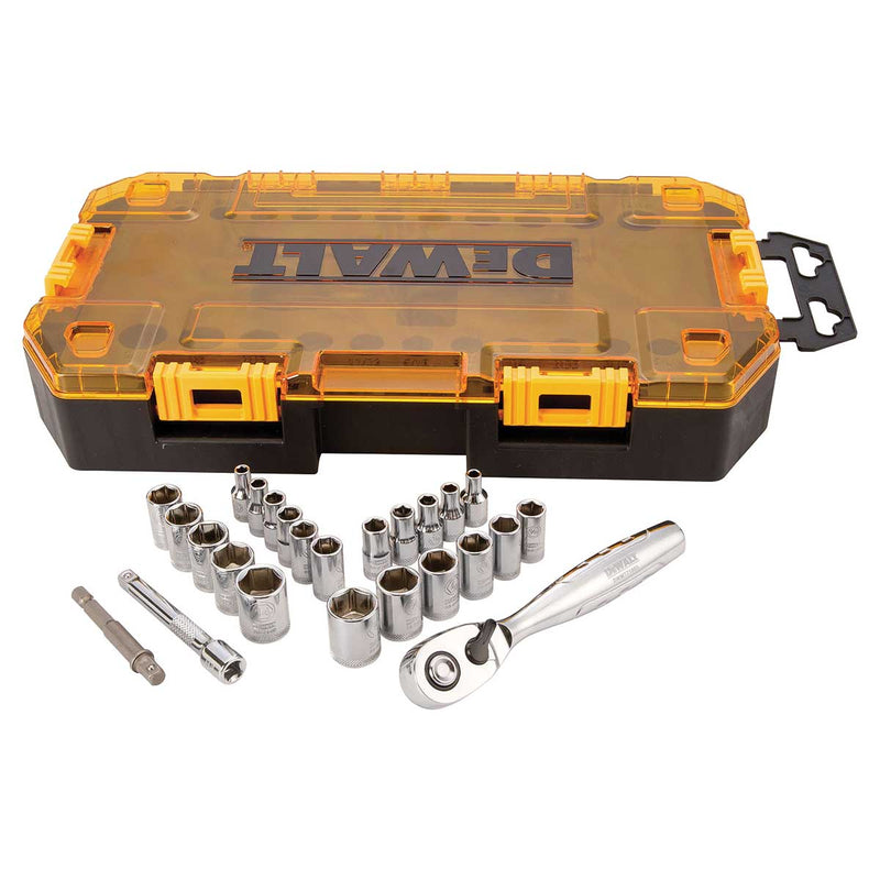 DEWALT 25 pc. Tough Box Tool Kit, 1/4" Drive Socket Set