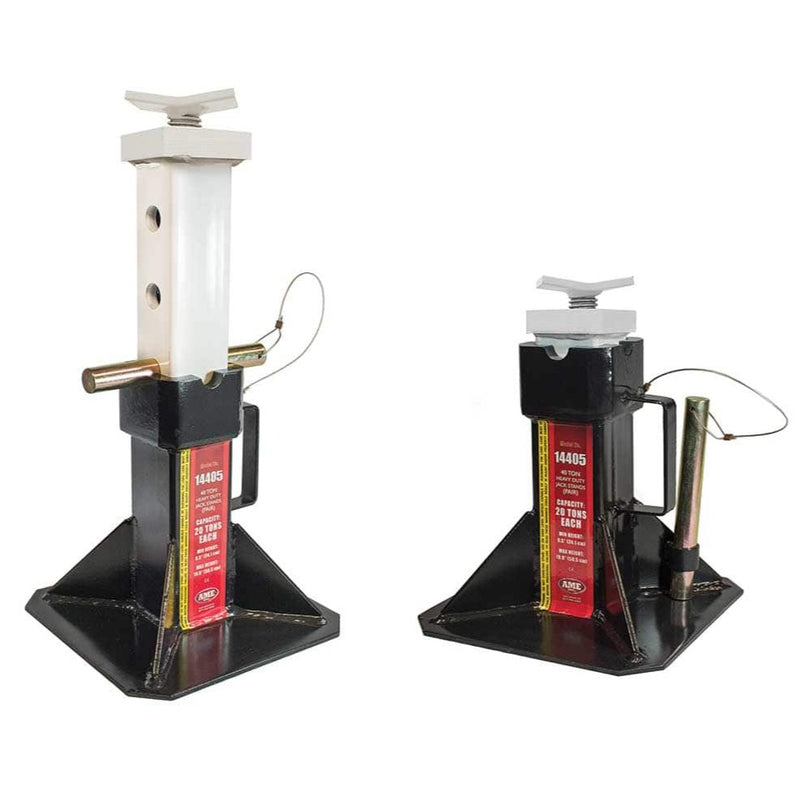 AME 40 U.S. Ton Heavy Duty Jack Stand Pair w/ Adjustable Top