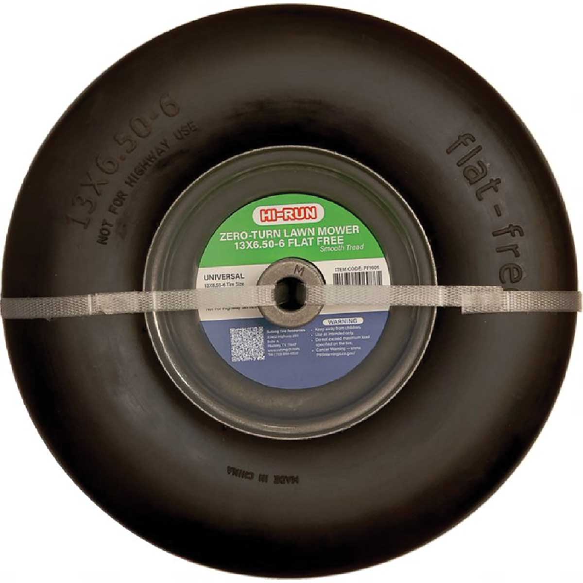 13X6.50-6 Hi-Run Smooth Flat Free Mower Tire Wheel Assemblies