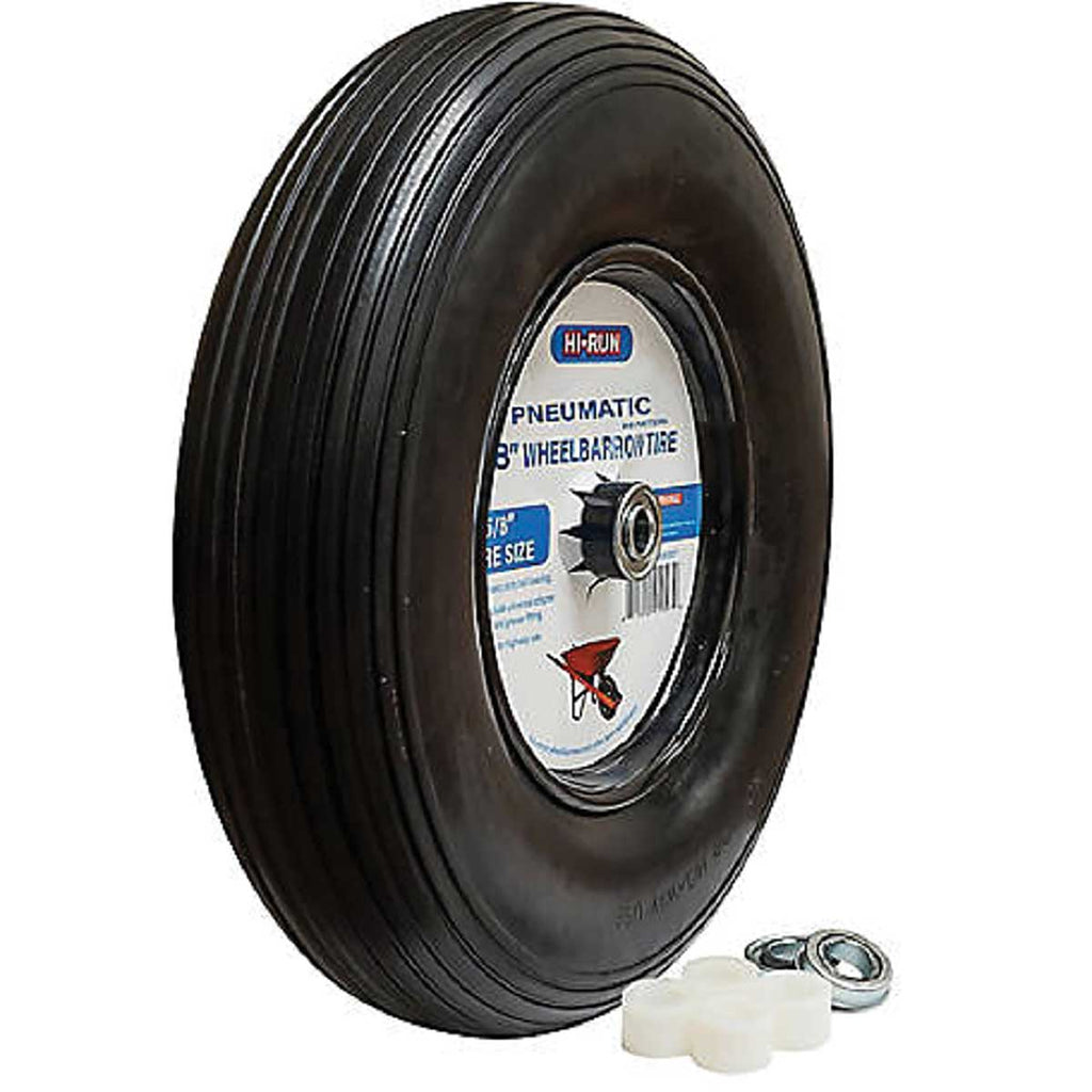 8" Hi-Run Wheelbarrow Tire Wheel Assemblies With Bearing Kit and Grease Fitting