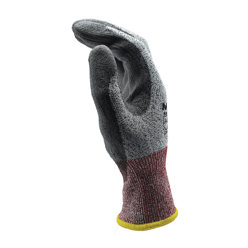 Side view of the Cordova MACHINIST Cut Level A4 Gray Polyurethane Coated Gloves