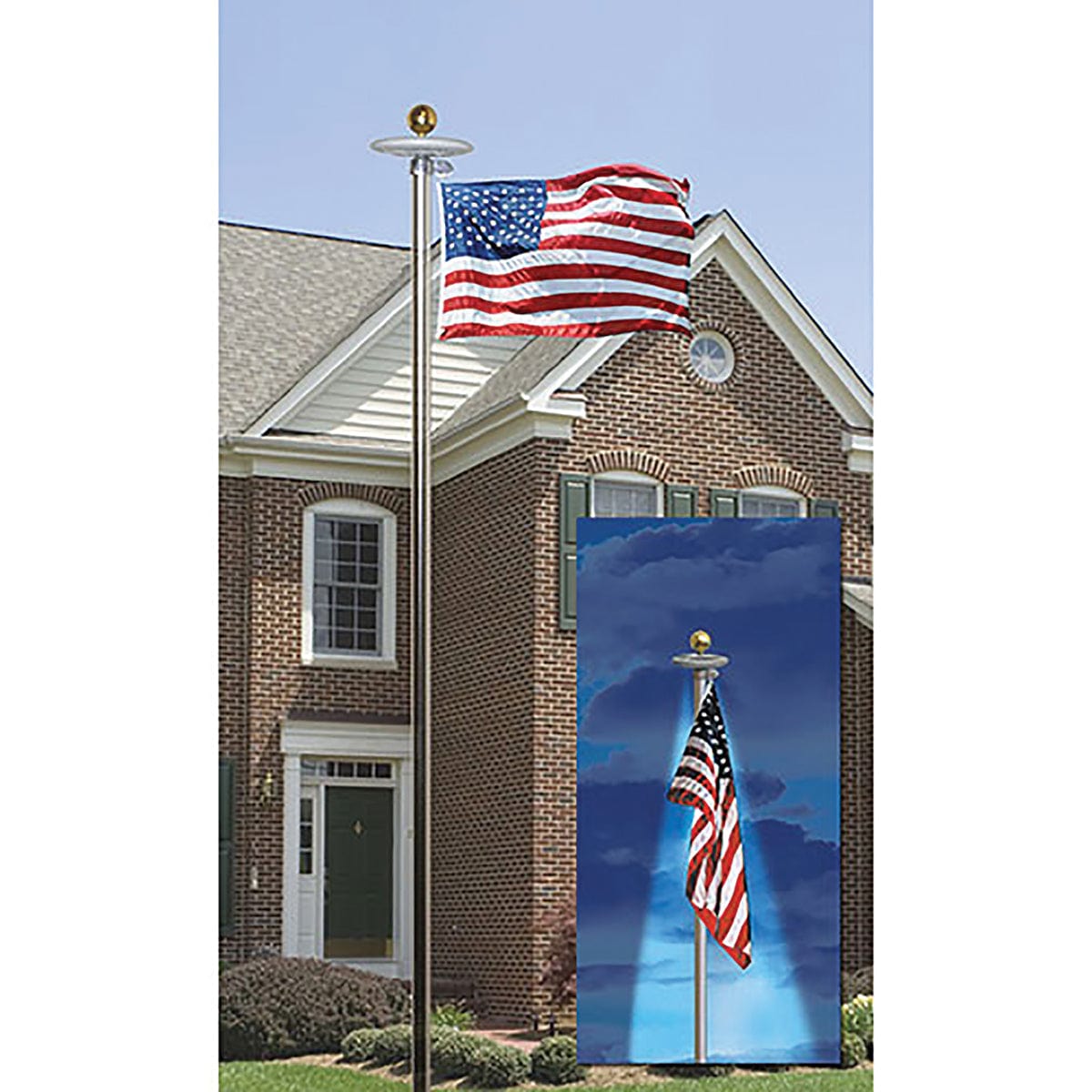 Freedom and Glory 20' Anthem Flagpole Set with U.S. Flag and Light