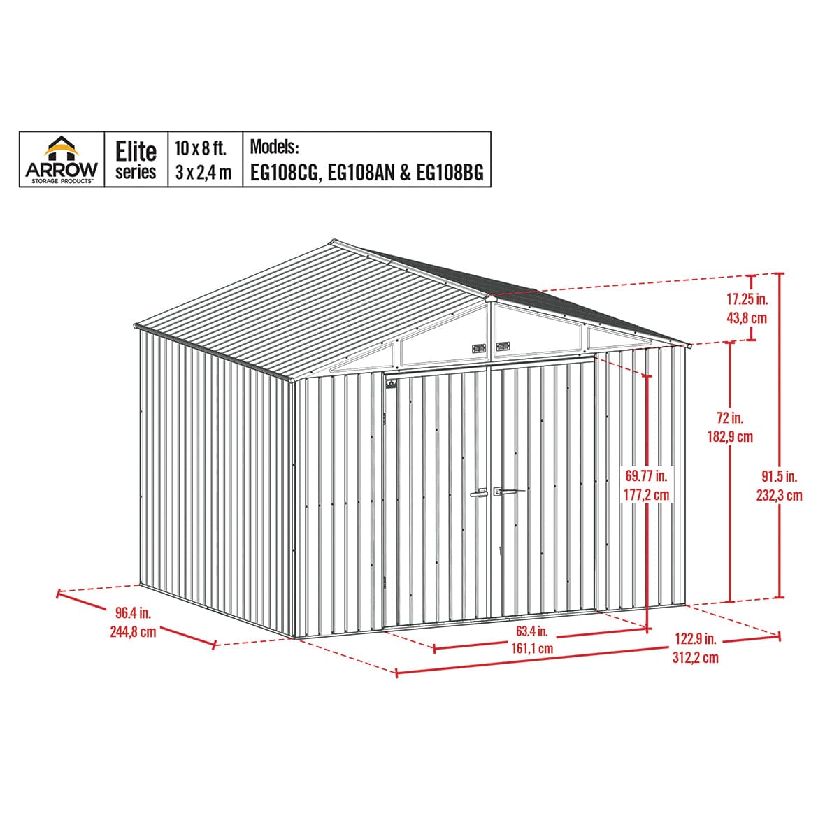 ShelterLogic Arrow Elite Steel 10 Ft. x 8 Ft. Storage Shed