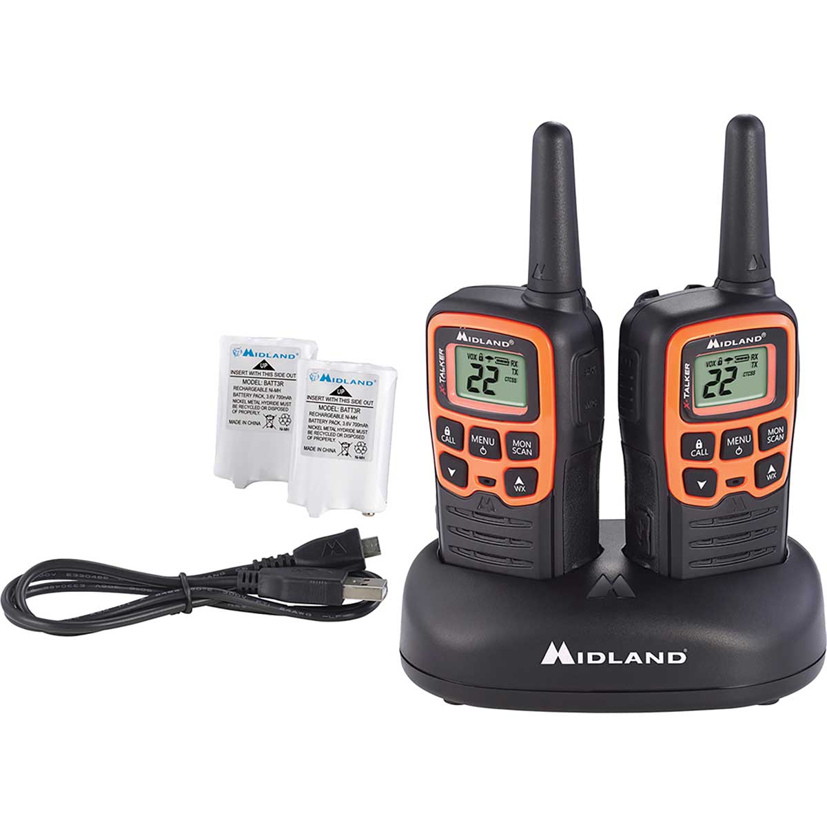 4-Pack Midland LXT500VP3 Two Way Radio, Rechargeable Batteries and Chargers - 2
