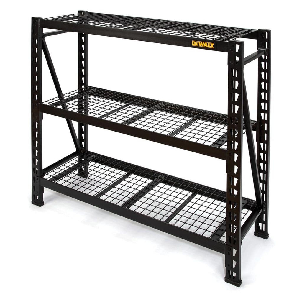 DEWALT 4-Foot Tall Black Frame 3 Shelf Steel Wire Deck Industrial Storage Rack