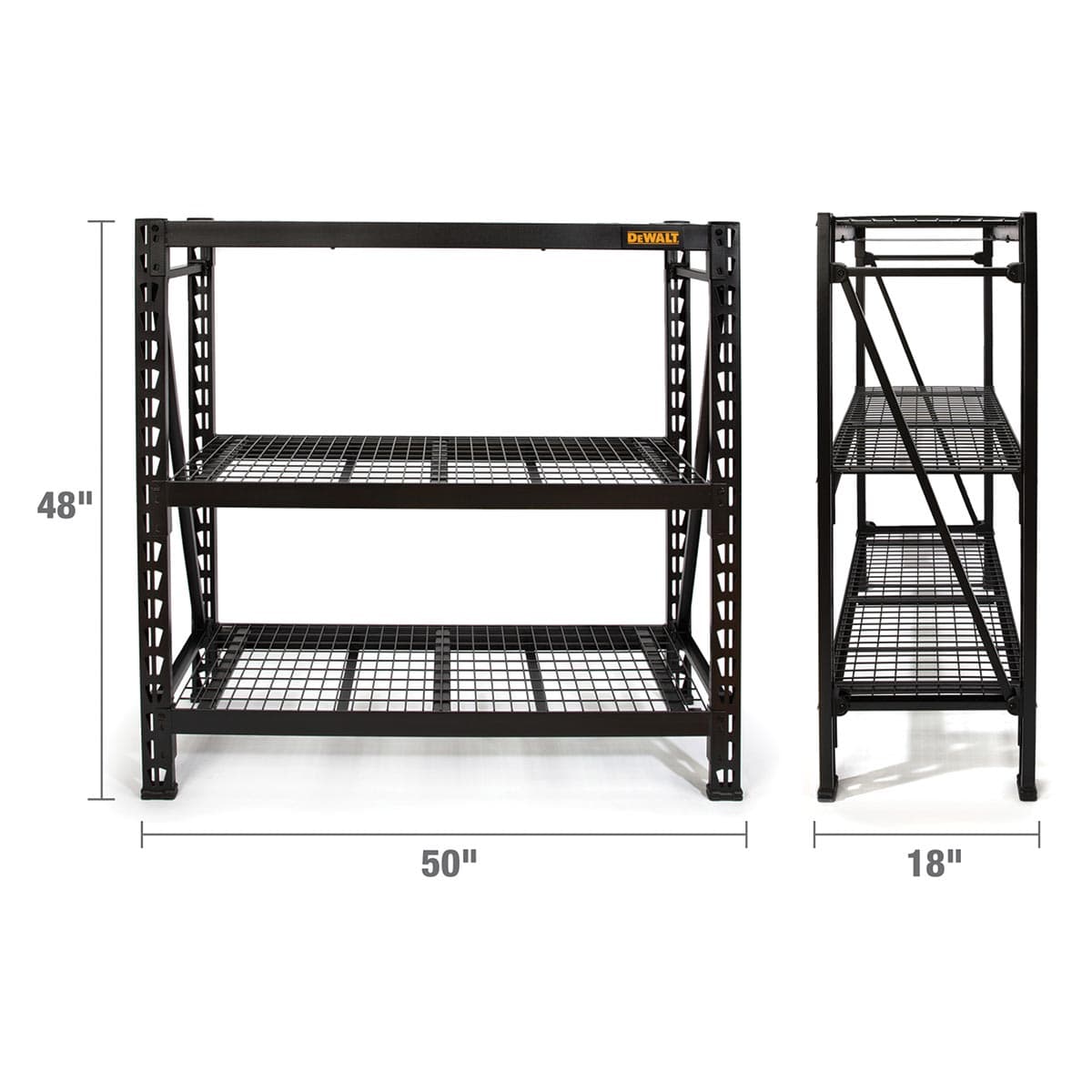 Black DEWALT 4-Foot Tall Black Frame 3 Shelf Steel Wire Deck Industrial Storage Rack