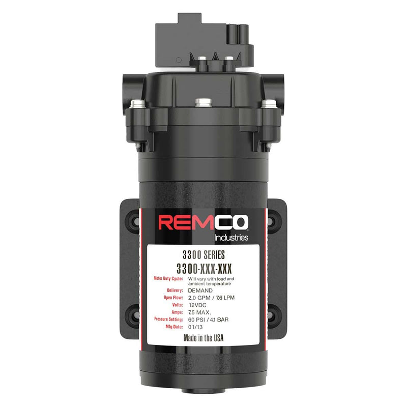 Remco Pump 3300 Series 2.2GPM, 60 PSI, Demand, 12V, 2-Pin Connector