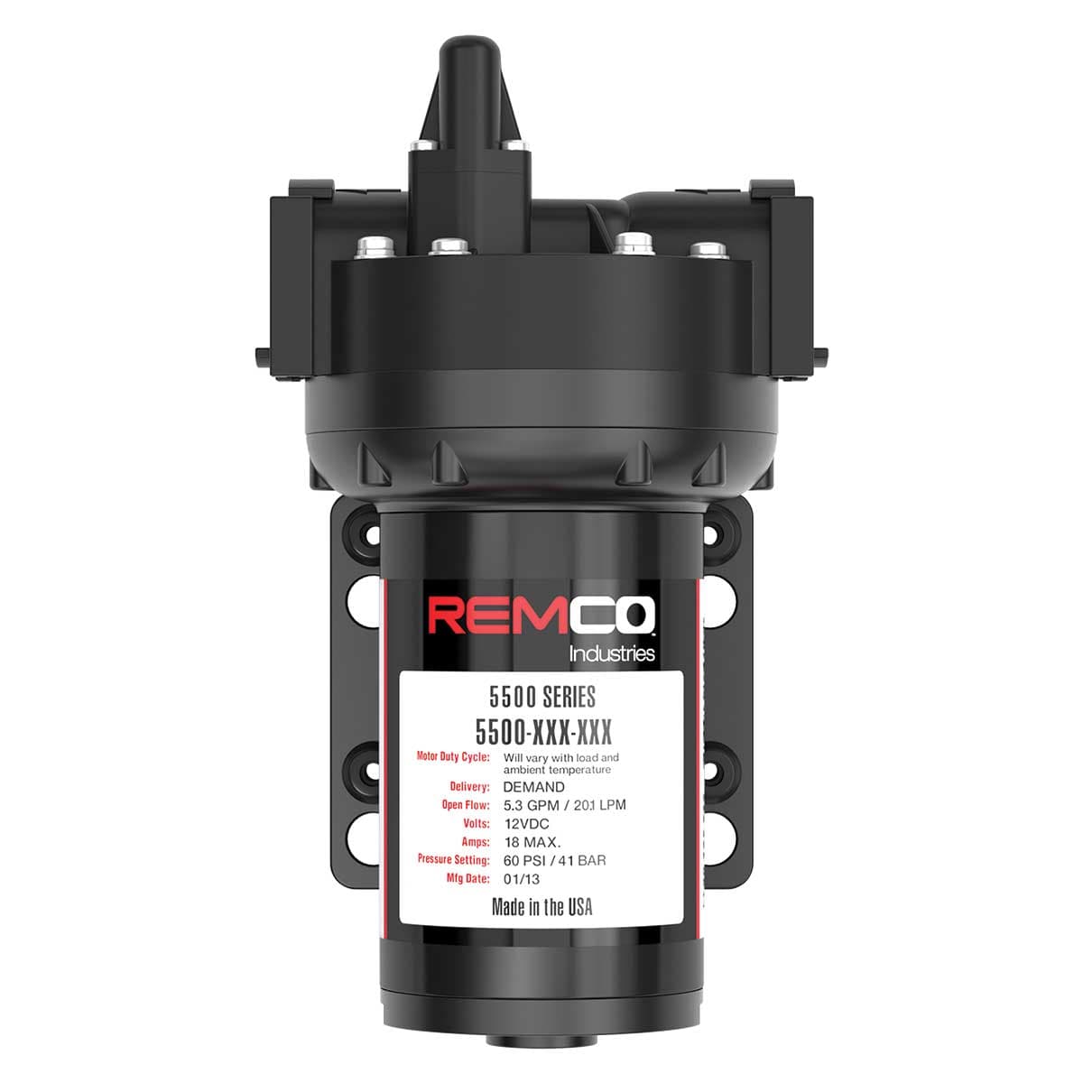 Remco Pump 5500 Series 5.3GPM, 60 PSI, Demand, 12V, 2-Pin Connector