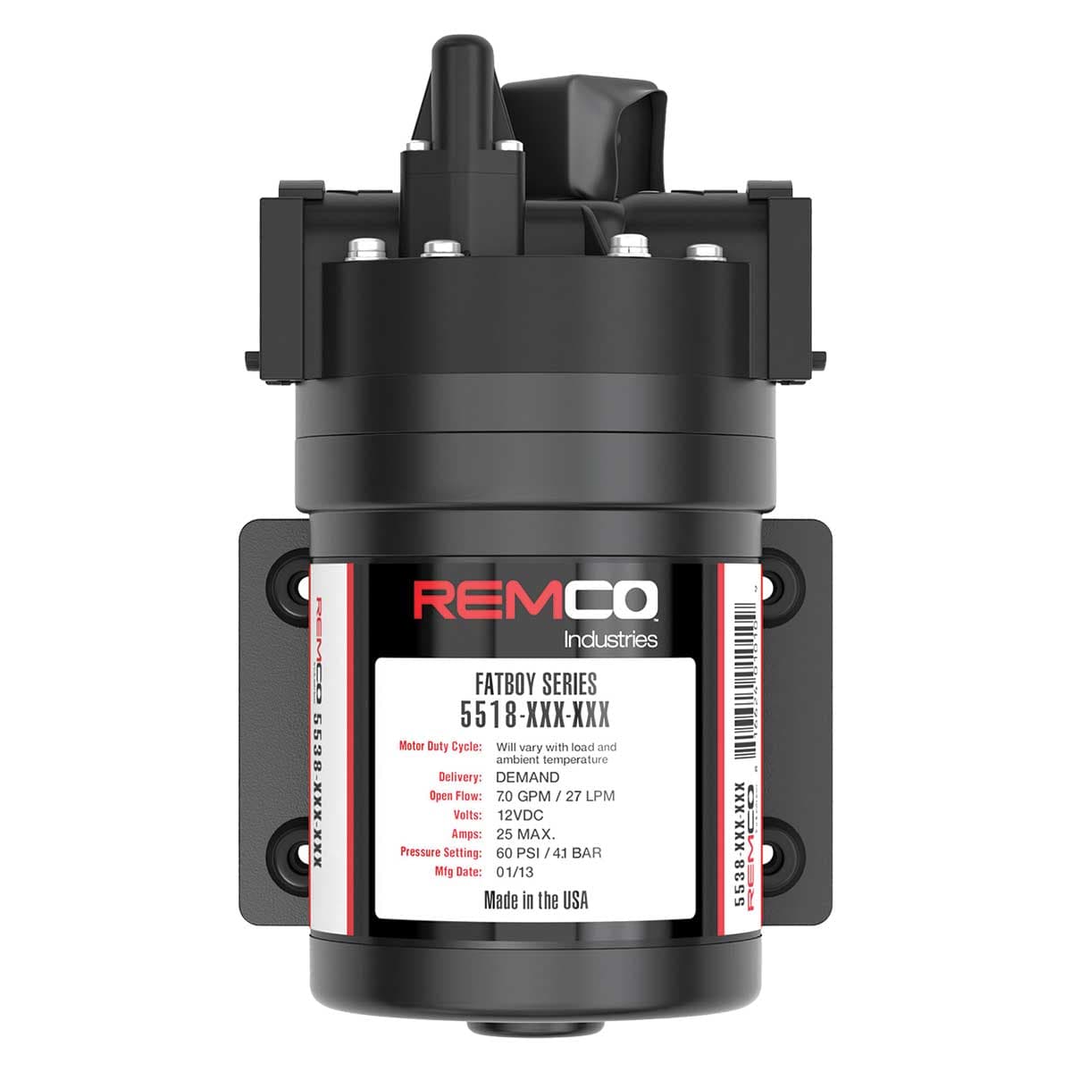 Remco Pump, Fatboy 7.0GPM, 60PSI, Demand, 12V, Lead wire