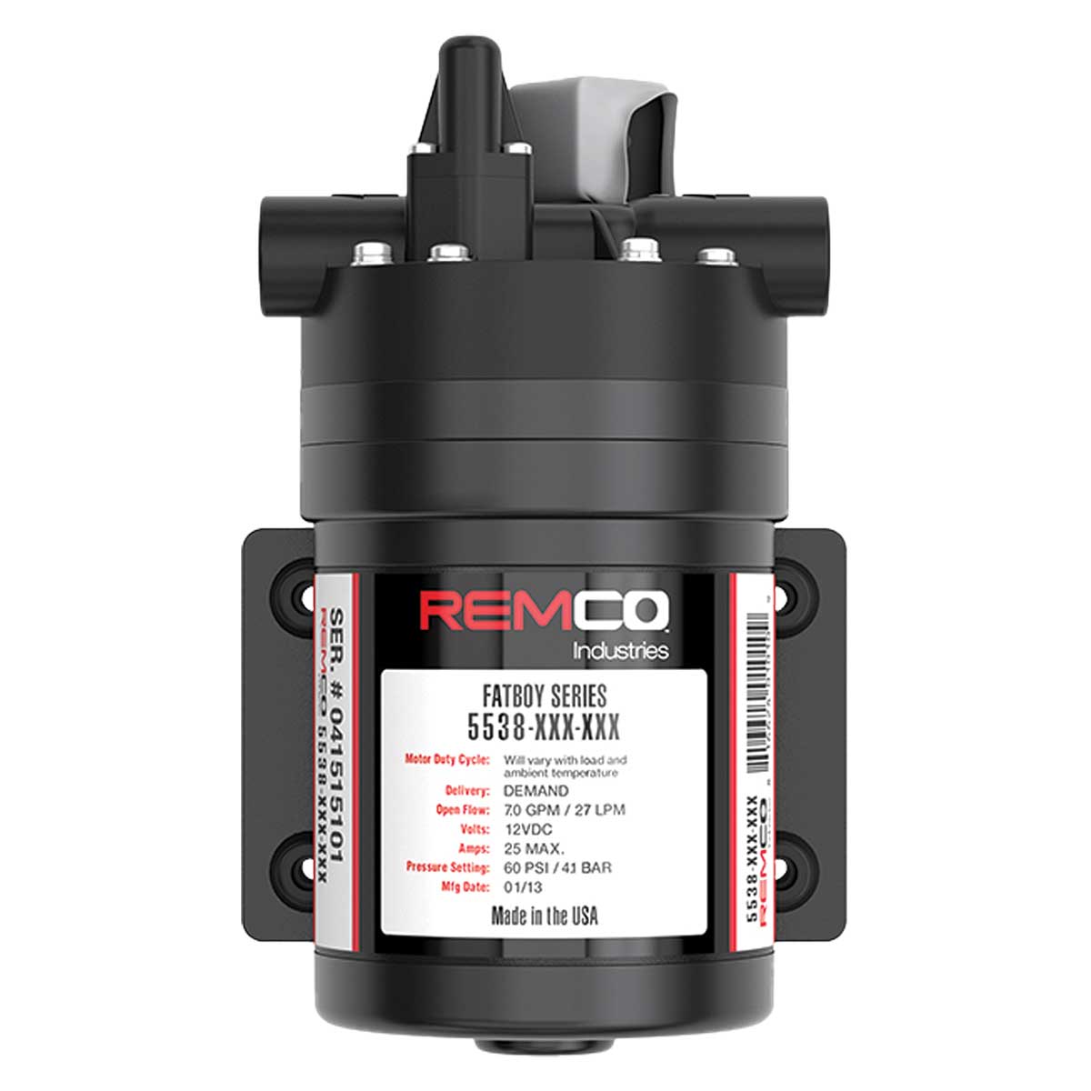 Remco Pump, Fatboy 7.0GPM, 60PSI, Demand, 12V, Lead wire