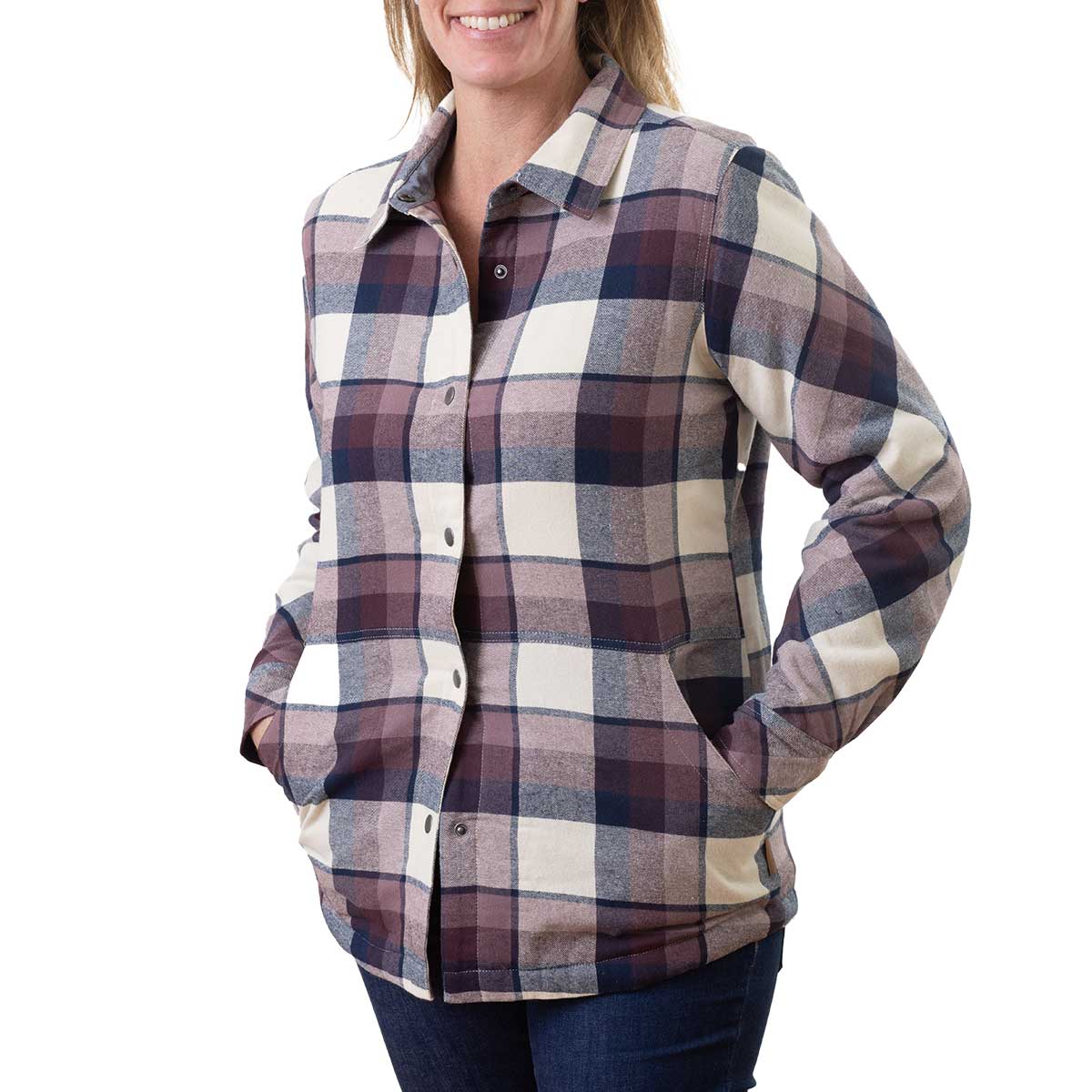 Buy Women's Brushed Plaid Shirts Long Sleeve Flannel Lapel Button Down  Pocketed Shacket Jacket Coats, Light Grey, Medium at Amazon.in