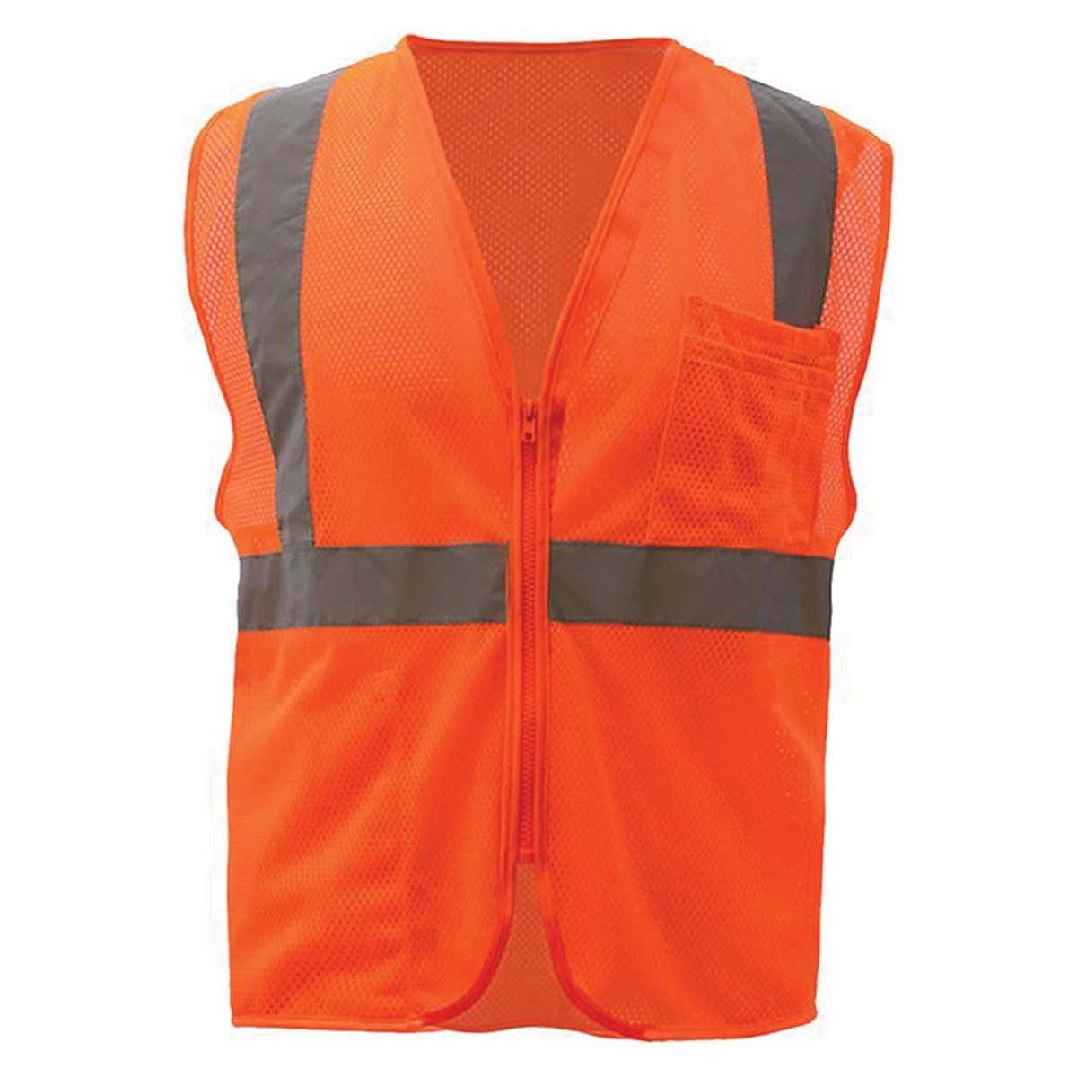 Orange GSS Safety ANSI 2 Standard Mesh Zipper Hi-Vis Safety Vest