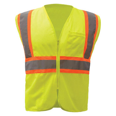 Lime GSS Safety ANSI 2 Standard Two Tone Mesh Zipper Hi-Vis Safety Vest