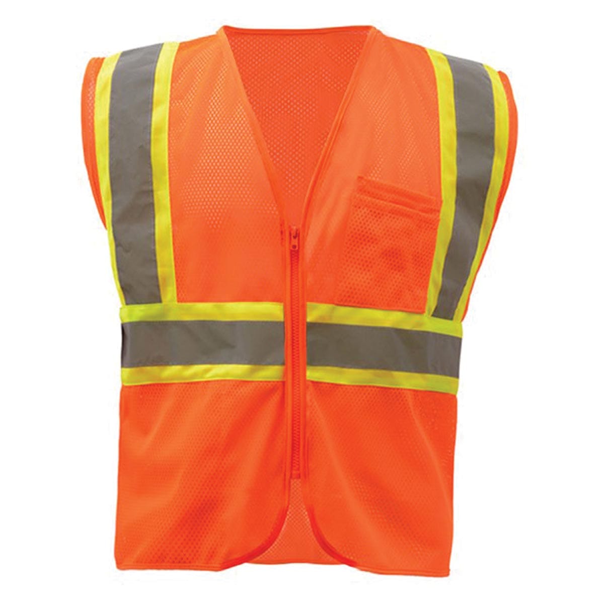 Orange GSS Safety ANSI 2 Standard Two Tone Mesh Zipper Hi-Vis Safety Vest