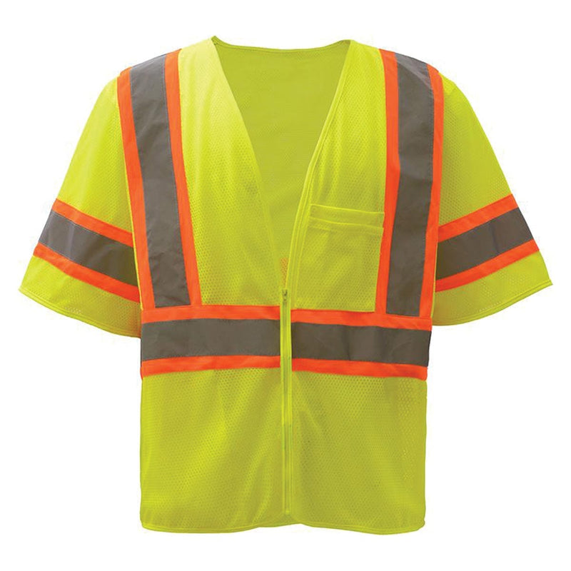 Lime GSS Safety ANSI 3 Standard Two Tone Mesh Hi-Vis Zipper Safety Vest