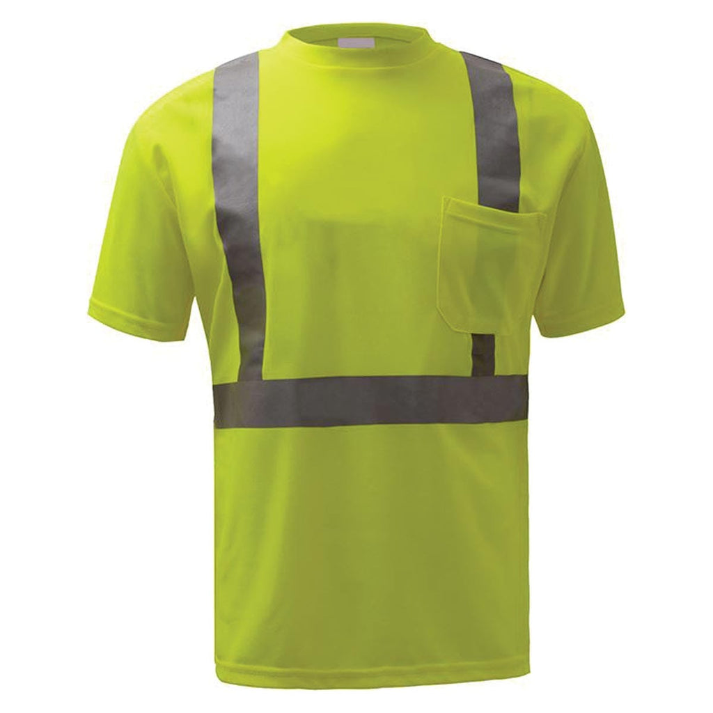 Lime GSS Safety ANSI 2 Standard Moisture Wicking Safety Short Sleeve Hi-Vis Pocket T-Shirt