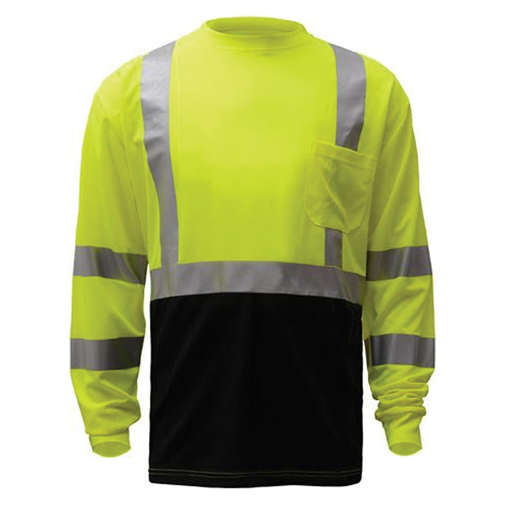 Lime GSS Safety ANSI 3 Long Sleeve Hi-Vis T-Shirt with Black Bottom