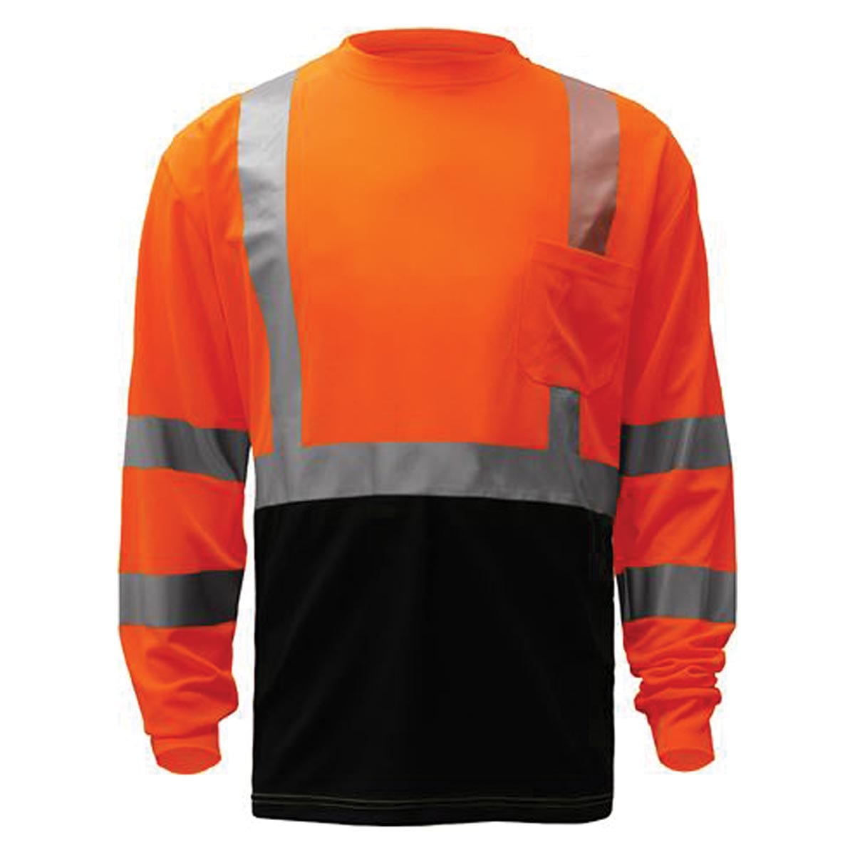Orange GSS Safety ANSI 3 Long Sleeve Hi-Vis T-Shirt with Black Bottom